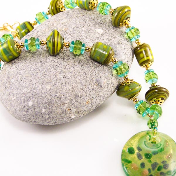 swirls and dots lampwork, foil glass, fire polish