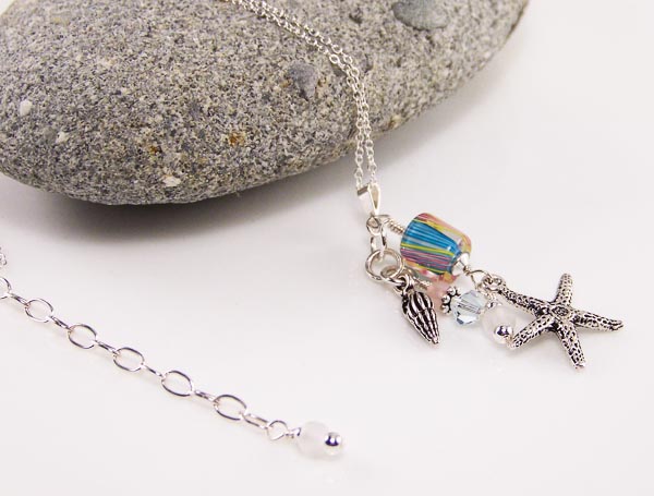 David Christiansen Glass and Starfish Sterling Necklace