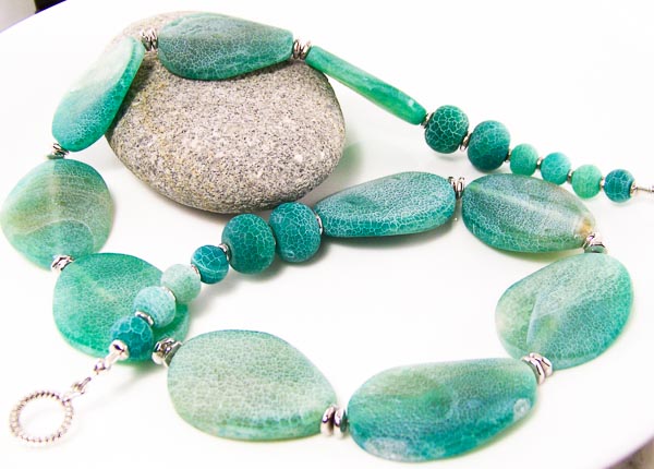 green beauty - fire agate, pewter