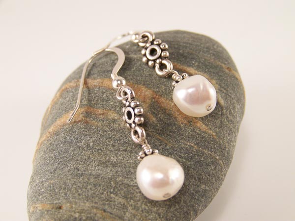 drops - baroque pearls, sterling
