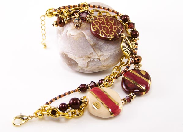 kazuri berry gold - kazuri beads, swarovski crystal