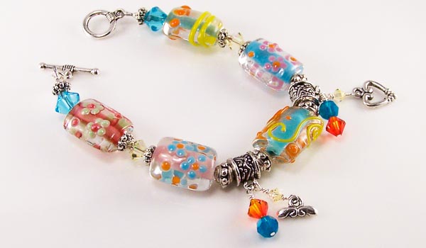 summer splash - lampwork, swarovski crystal